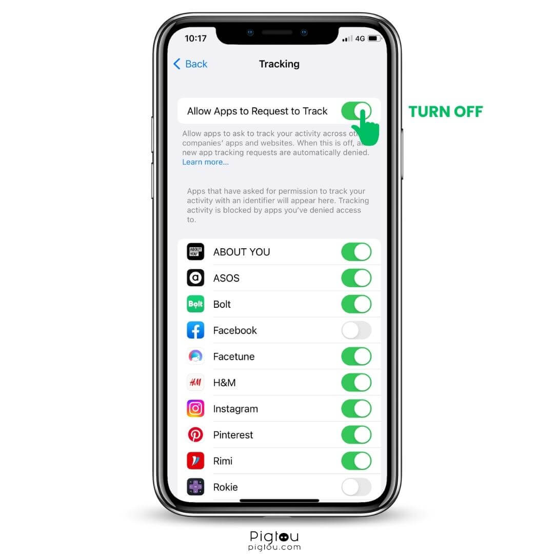 Disable all apps from asking permission to track you on iPhone